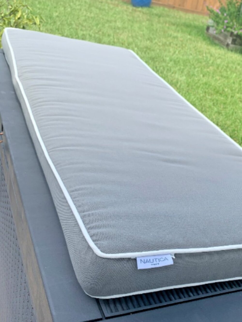 Nautica Home Gray Bench Cushion 46x17x2.5 Indoor Window Seat Pad with Ties